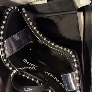 Alexander Wang Black Sandals with Silver Accents